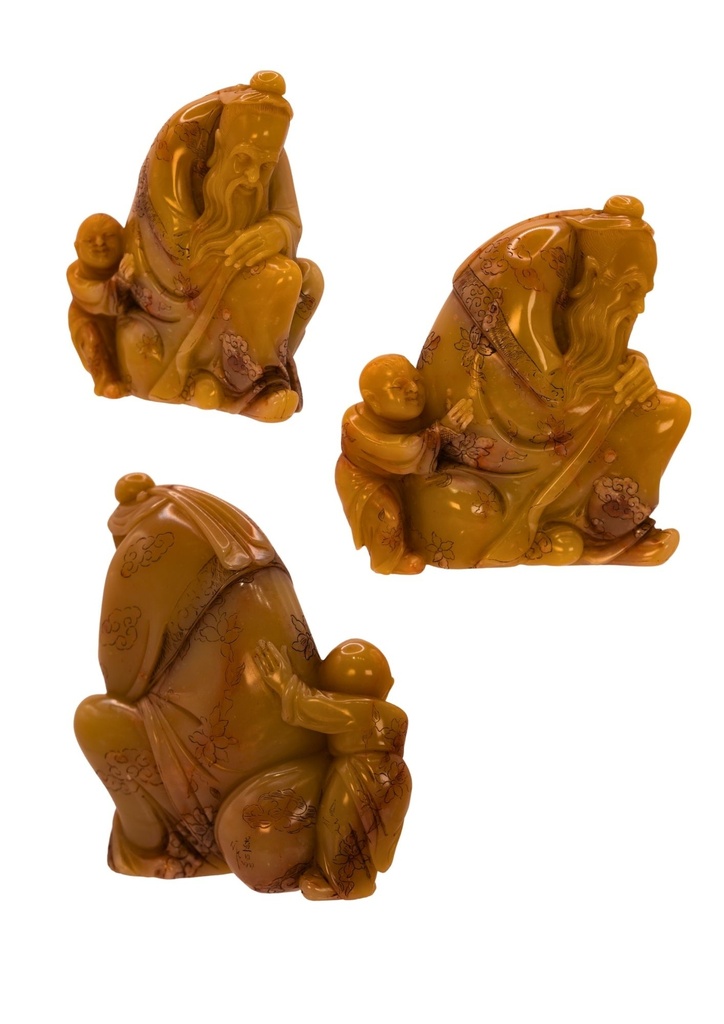 B-035 壽山石黃旗降藥王李時珍擺件