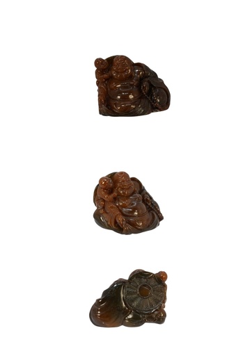 B-003 壽山石烏鴉皮田黃彌勒佛擺件