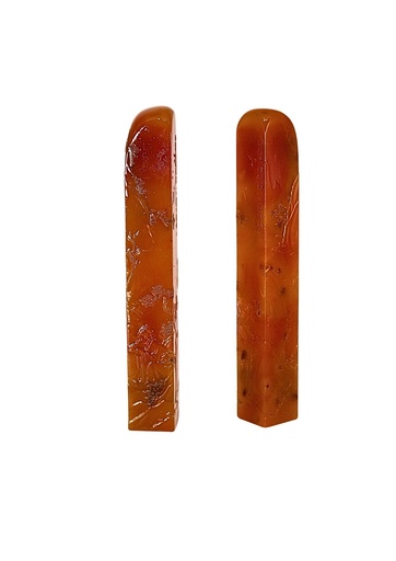 B-031 壽山石紅黃水洞石薄意李白問詩圖